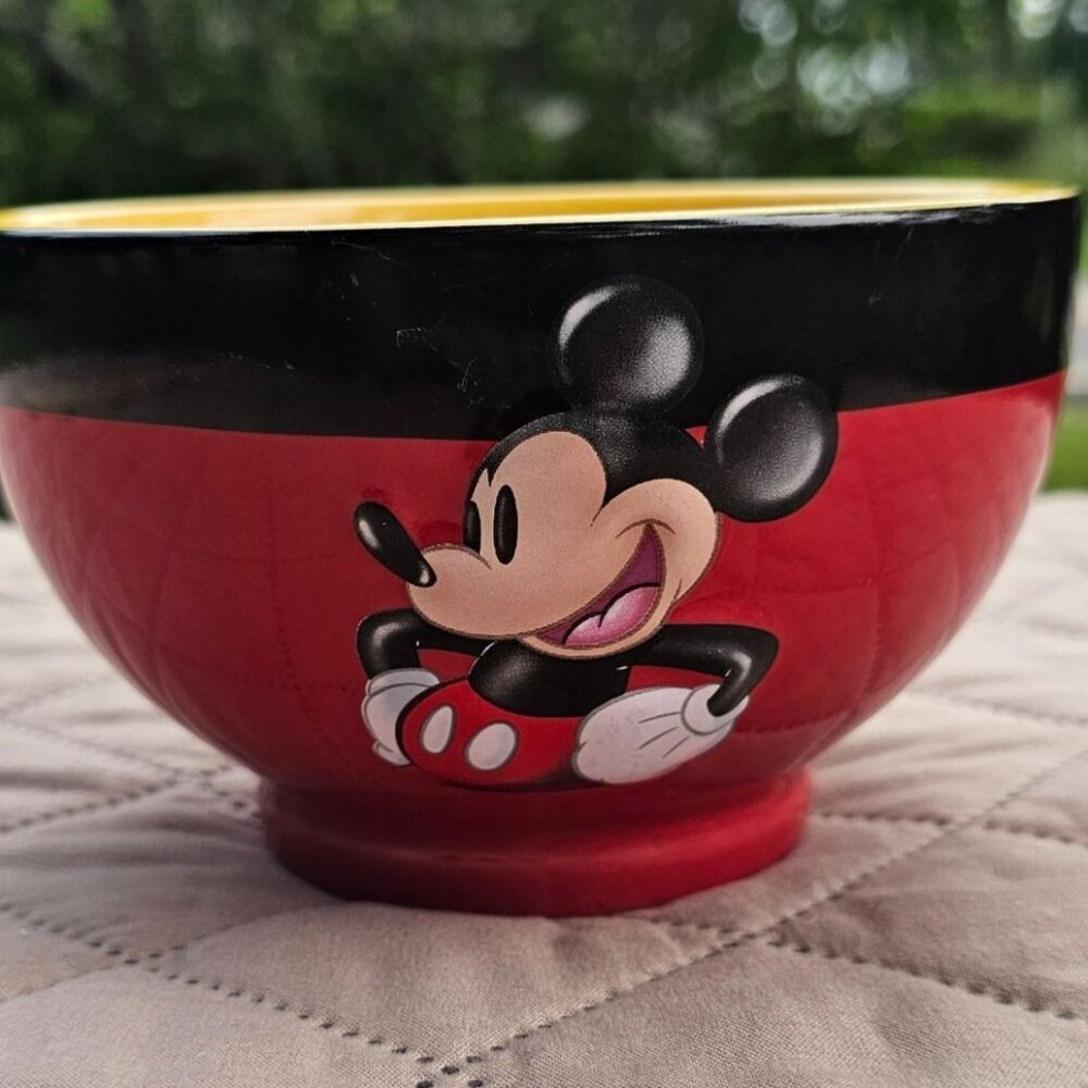 Disney Parks Mickey Mouse 3D Red Cereal Soup Bowl   Face on Front  Rear on Back - Picture 2 of 12